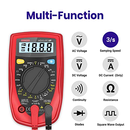 Etekcity Digital Multimeter Ac Dc Voltmeter Volt Ohm Current Meter